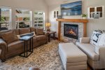 Cozy living room space with gas fireplace